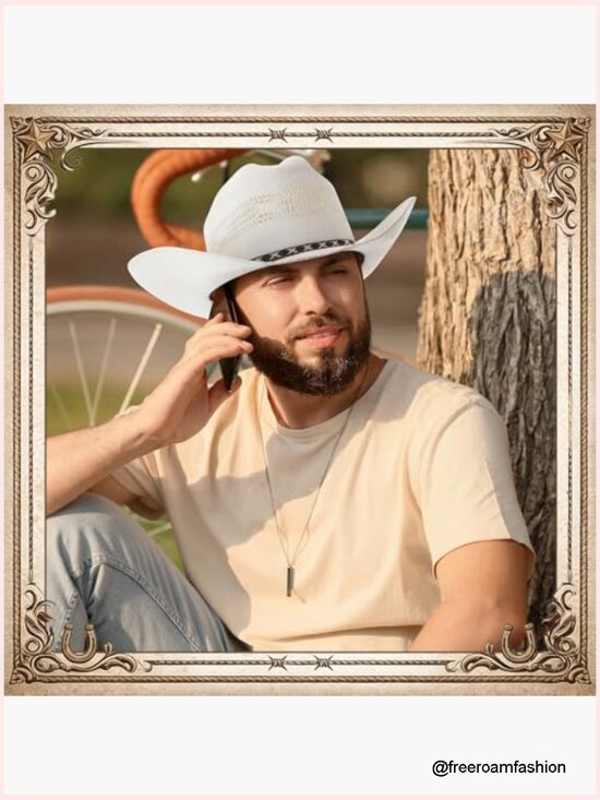 Straw Cowboy Hat with Cattleman Crease Western Sun Hat for Concert Rodeo main image 7